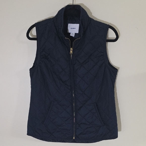 Old Navy Navy Blue Quilted Vest with Gold Zipper - Picture 1 of 5